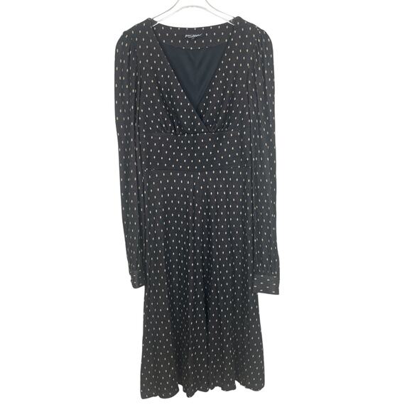 Vintage Betsey Johnson Polka Dot Fit & Flare Midi Dress Retro Pinup Brown Size 4 - Picture 2 of 15